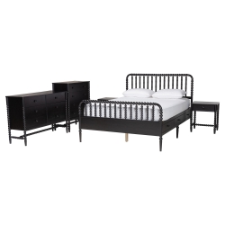 Baxton Studio Lucera 5-Piece Bedroom Set, Queen, Black